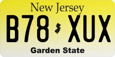 NJ license plate B78XUX
