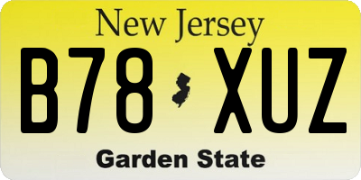 NJ license plate B78XUZ