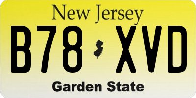NJ license plate B78XVD