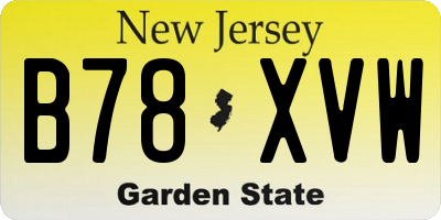 NJ license plate B78XVW