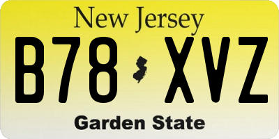 NJ license plate B78XVZ