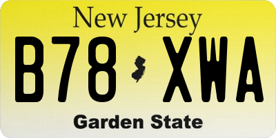 NJ license plate B78XWA