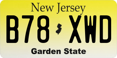 NJ license plate B78XWD