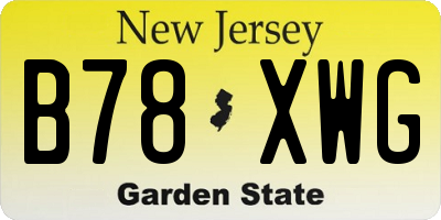 NJ license plate B78XWG