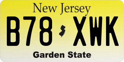 NJ license plate B78XWK