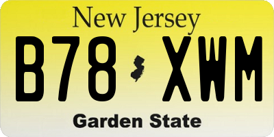 NJ license plate B78XWM