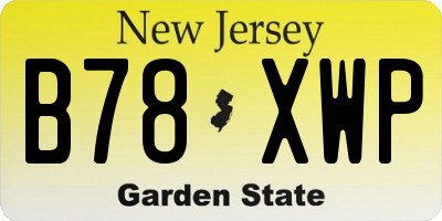 NJ license plate B78XWP
