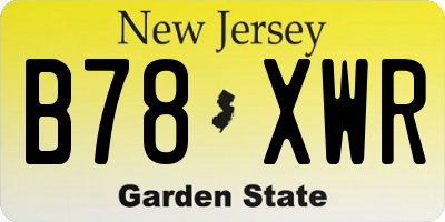 NJ license plate B78XWR