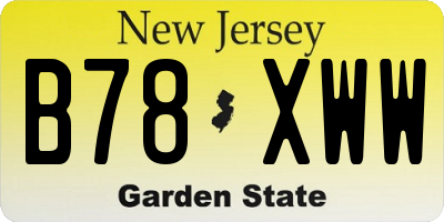 NJ license plate B78XWW