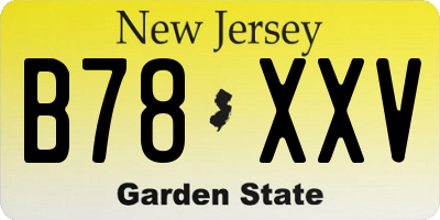 NJ license plate B78XXV