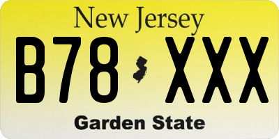 NJ license plate B78XXX