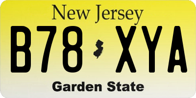 NJ license plate B78XYA