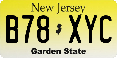 NJ license plate B78XYC