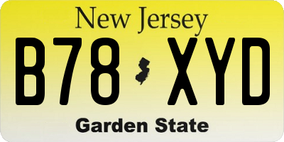 NJ license plate B78XYD