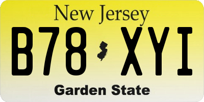 NJ license plate B78XYI
