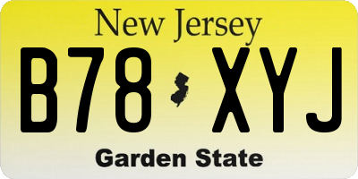 NJ license plate B78XYJ