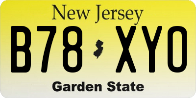 NJ license plate B78XYO