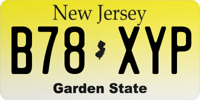 NJ license plate B78XYP