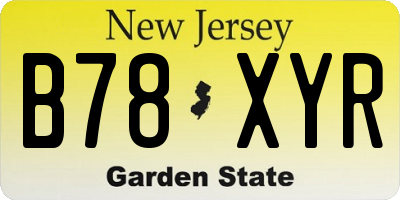 NJ license plate B78XYR