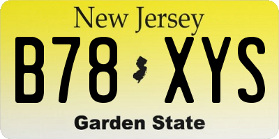 NJ license plate B78XYS