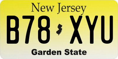 NJ license plate B78XYU