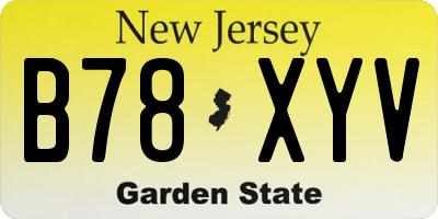 NJ license plate B78XYV