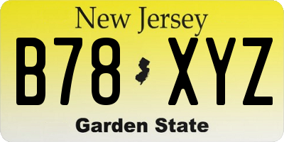 NJ license plate B78XYZ
