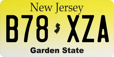 NJ license plate B78XZA
