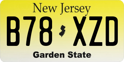 NJ license plate B78XZD