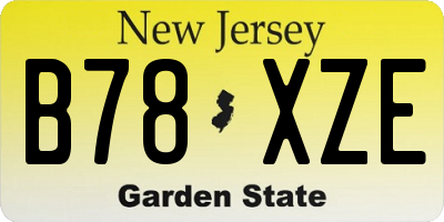 NJ license plate B78XZE