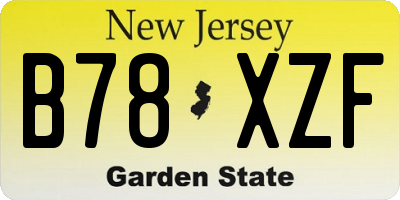 NJ license plate B78XZF