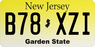 NJ license plate B78XZI