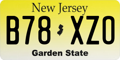 NJ license plate B78XZO