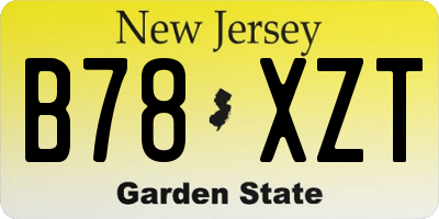NJ license plate B78XZT