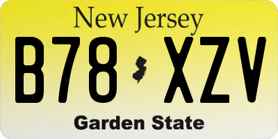 NJ license plate B78XZV