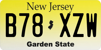 NJ license plate B78XZW
