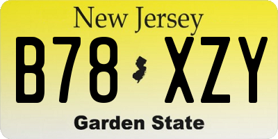 NJ license plate B78XZY