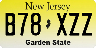 NJ license plate B78XZZ
