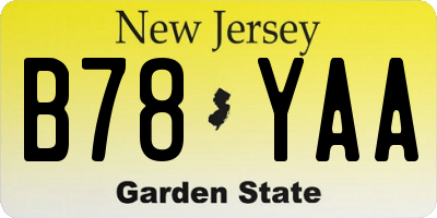 NJ license plate B78YAA