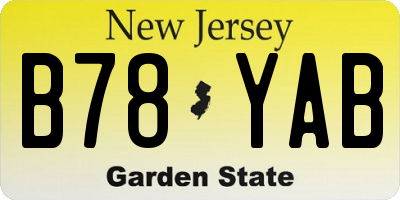 NJ license plate B78YAB