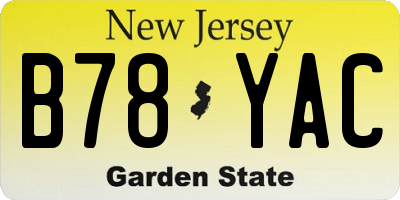 NJ license plate B78YAC