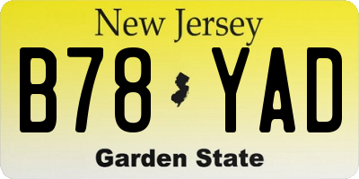NJ license plate B78YAD