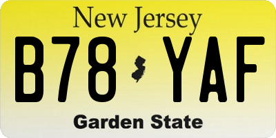 NJ license plate B78YAF