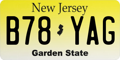 NJ license plate B78YAG