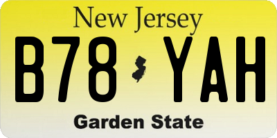 NJ license plate B78YAH