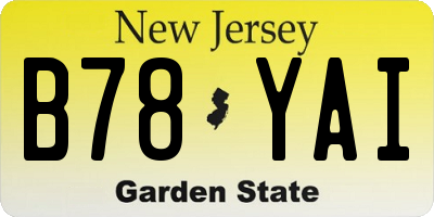 NJ license plate B78YAI