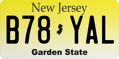 NJ license plate B78YAL