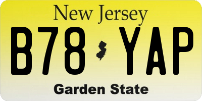 NJ license plate B78YAP