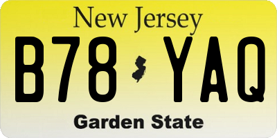 NJ license plate B78YAQ