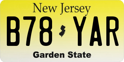 NJ license plate B78YAR
